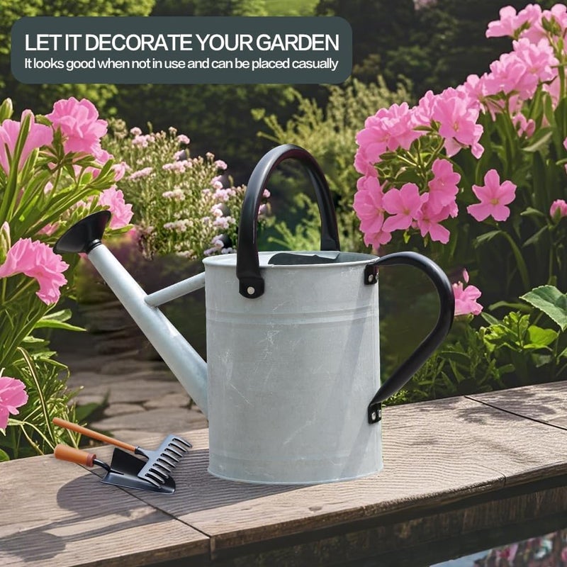 yourjoy Metal Watering Can, One Gallon Watering Cans Stainless Steel for Outdoor Indoor Garden Plants Watering (Silver 1 Gallon) - Image 2